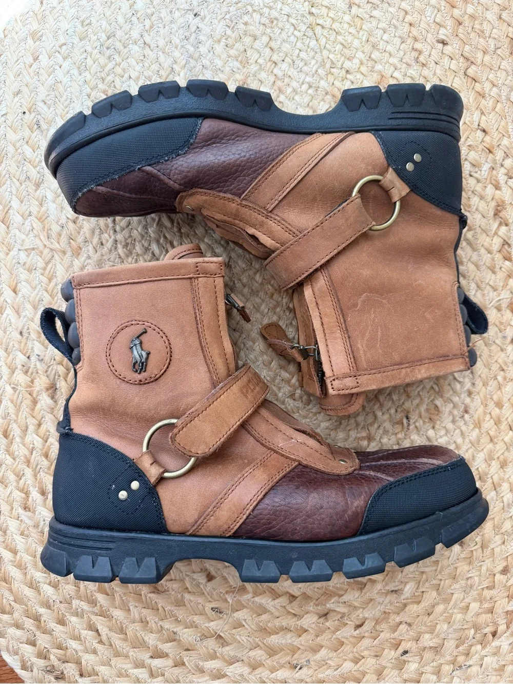 Polo Ralph Lauren Conquest Hi III Duck Boots Tan Brown Leather Men’s Size 10.5 D